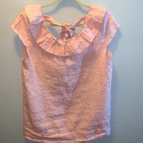 Luca Vanucci Linen Top Summer Mauve Ruffles Women’s Sz Small - Picture 5 of 9